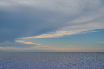 Sea sunset. Quiet calm sea.
