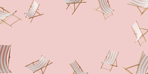 Sunbed and beach accessories for traveling. Mockup