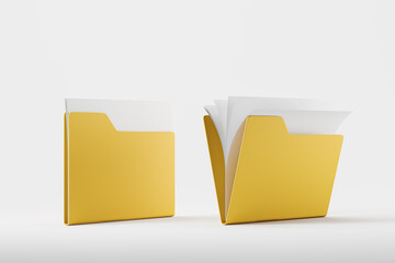 Stack of files in clipboard isolated over white background