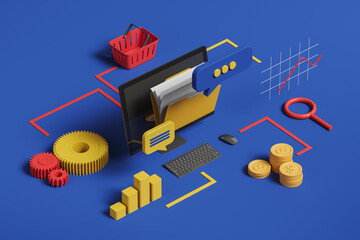 Computer and multitasking process, digital app and control