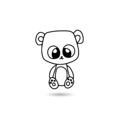 Hand drawn illustration of a cute teddy bear with shadow