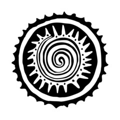 Round sketch, sun symbols in ethnic style, vector illustration