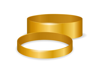 Gold wedding rings vector illustration. Jewelry glow ring, romance and love symbol