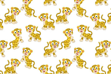 Naklejka premium cute jaguar animal cartoon pattern