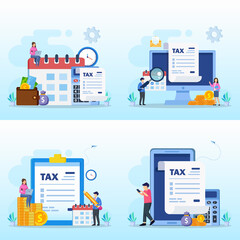 Online Tax Payment, pay season, tax time Concept. Flat vector template