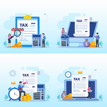 Online Tax Payment, pay season, tax time Concept. Flat vector template