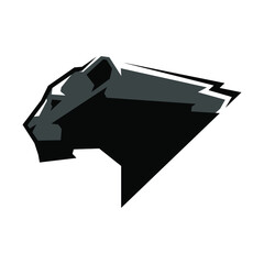 Black panther side view portrait symbol on white backdrop. Design element © Denis