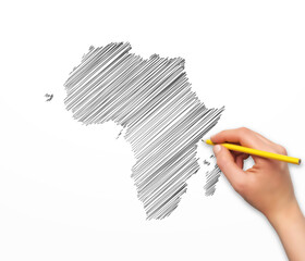 hand pencil africa map sketch vector - 498019564