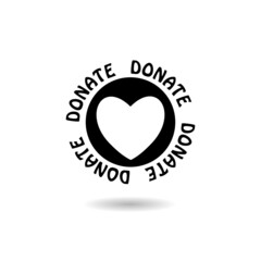 Heart donate icon with shadow
