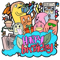 Doodle Monster Come to bless on the birthday.