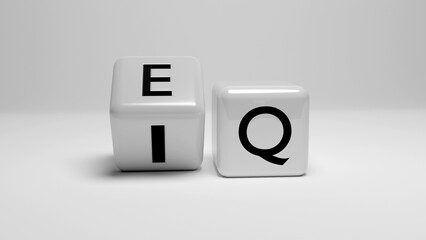 white EQ, IQ cubes, dice, emotional intelligence - 498022782