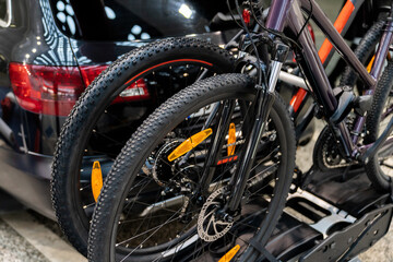 Car with bikes on the hitch-mounting bike rack