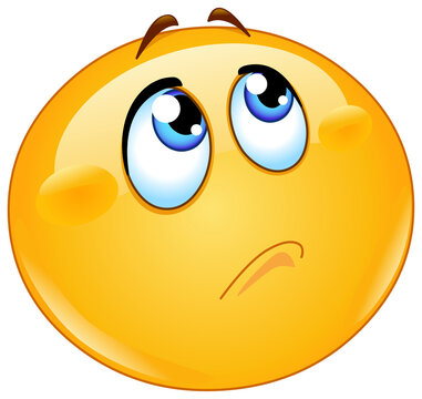 Thinking and sad emoji emoticon looking up