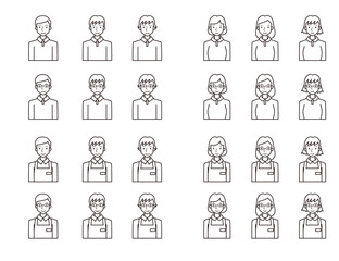 成人白黒線画イラスト