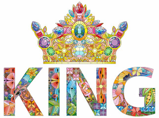 zentangle, king, illustration, text, vector, lettering, design, alphabet, texture, word, icon, symbol, hand, isolated, graphic, shape, element, paint, typography, sign, speak, sticker, tag, type, sket