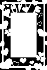 template of hearts and text about love, on a dark background for your design and banner	