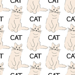 Beautiful seamless background with a cat. Texture, pattern.