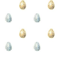 Watercolor eggs seamless pattern. Isolated  colorful illustrations on white background. Hand drawn painting