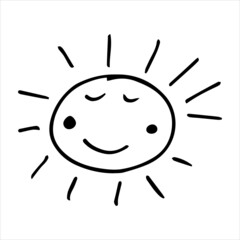 Vector image of the doodle sun with rays.