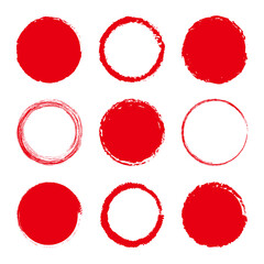 赤　丸　セット　シンプル　筆