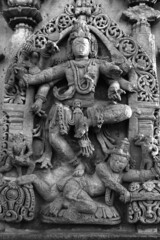 Fototapeta na wymiar The compact and ornate Veeranarayana temple, Chennakeshava temple complex, Chennakeshava Temple, Belur, Karnataka, India.