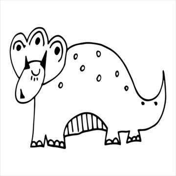 Vector black and white image of a herbivorous dinosaur.