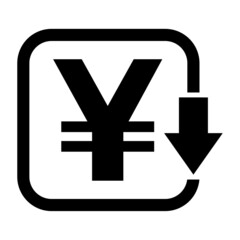 Obraz premium Cost reduction- decrease yuan icon. Vector symbol image isolated on background