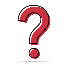 Question icon mark with shadow, help or ask bubble graphic symbol, web faq vector illustration