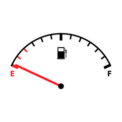 Fuel car indicator icon, gauge petrol automobile meter symbol, control sign vector illustration