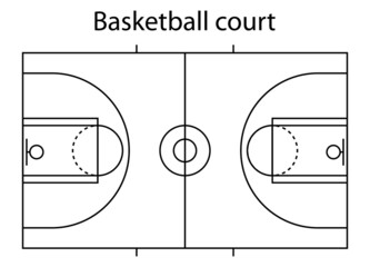 Basketball court icon, floor parquet  area, top american sport symbol, basket field vector illustration