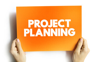 Project planning text quote on card, business concept background