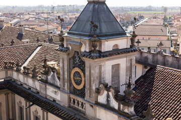 beautiful castle clock tower in the old town