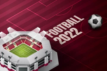 Fotobehang Football 2022 of Qatar and purple background. ©  Lerbank-bbk22