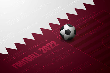 Football 2022 of Qatar and purple background.