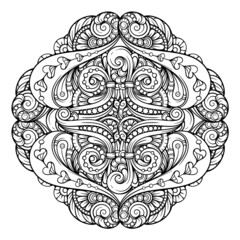 Vector black and white mandala motif