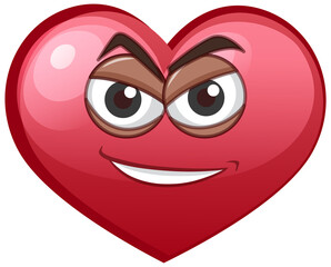 Bad smile heart emoticon on white background