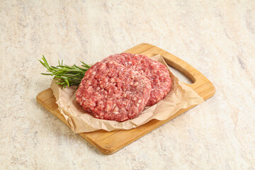 Raw beef burger cutlet for grill