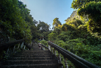 Stairs to Tham Chang cave in Vang Vieng, Central Laos
