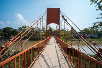 Bridge into Tham Chang Cave in Vang Vieng, Central Laos