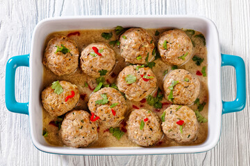 Banh Mi Vietnamese spicy Meatballs, top view