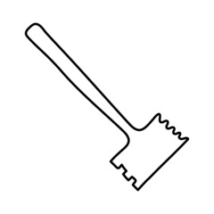 Chop hammer. Kitchenware sketch. Doodle line vector kitchen utensil and tool. Cutlery