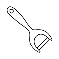 Peeler. Kitchenware sketch. Doodle line vector kitchen utensil and tool. Cutlery