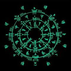 Black runes circle silhouette background