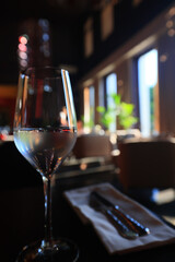 glass of wine in the restaurant on the table serving