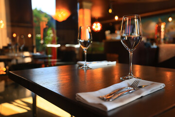 glass of wine in the restaurant on the table serving