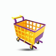 3d illustration ramadan shopping cart object Premium icon 