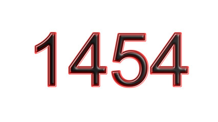 red 1454 number 3d effect white background