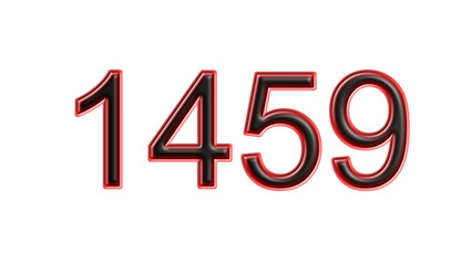 red 1459 number 3d effect white background