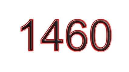 red 1460 number 3d effect white background