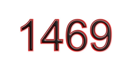 red 1469 number 3d effect white background